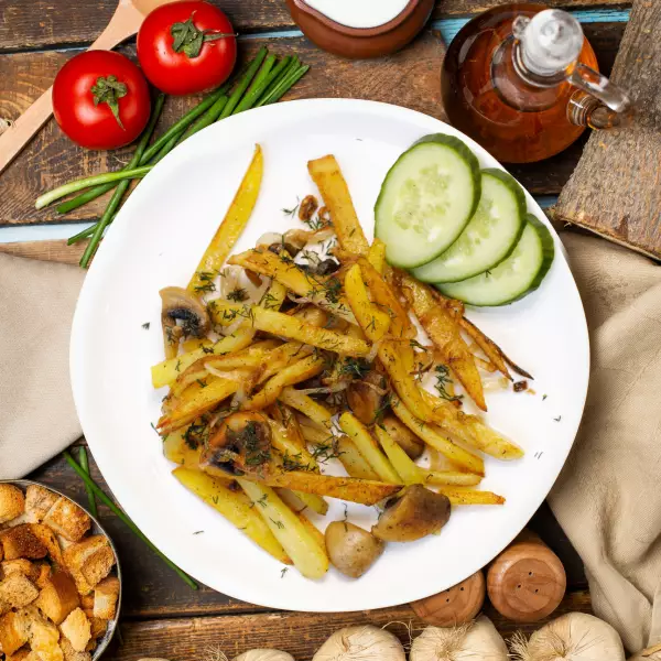 Картофель жареный с грибами